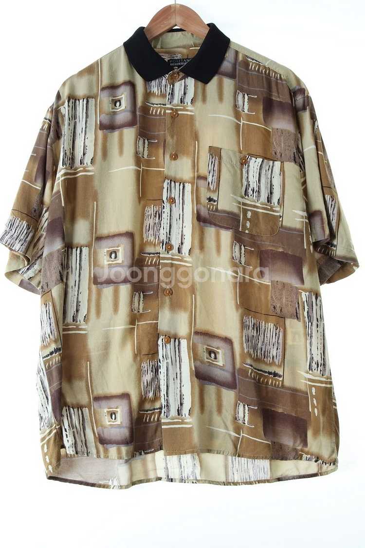 (L-2XL) 브랜드빈티지 반팔셔츠 남방 배색--0