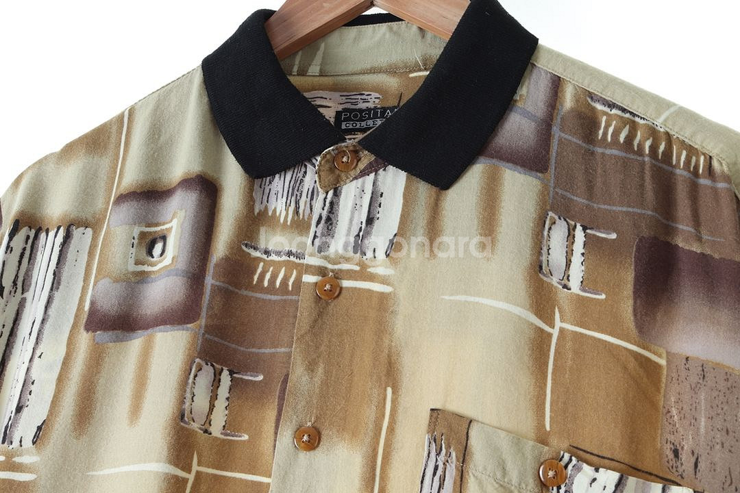 (L-2XL) 브랜드빈티지 반팔셔츠 남방 배색--4