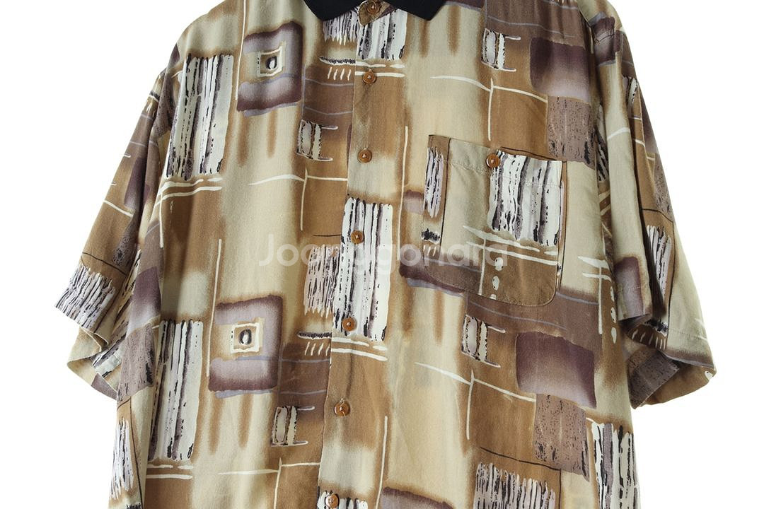 (L-2XL) 브랜드빈티지 반팔셔츠 남방 배색--3