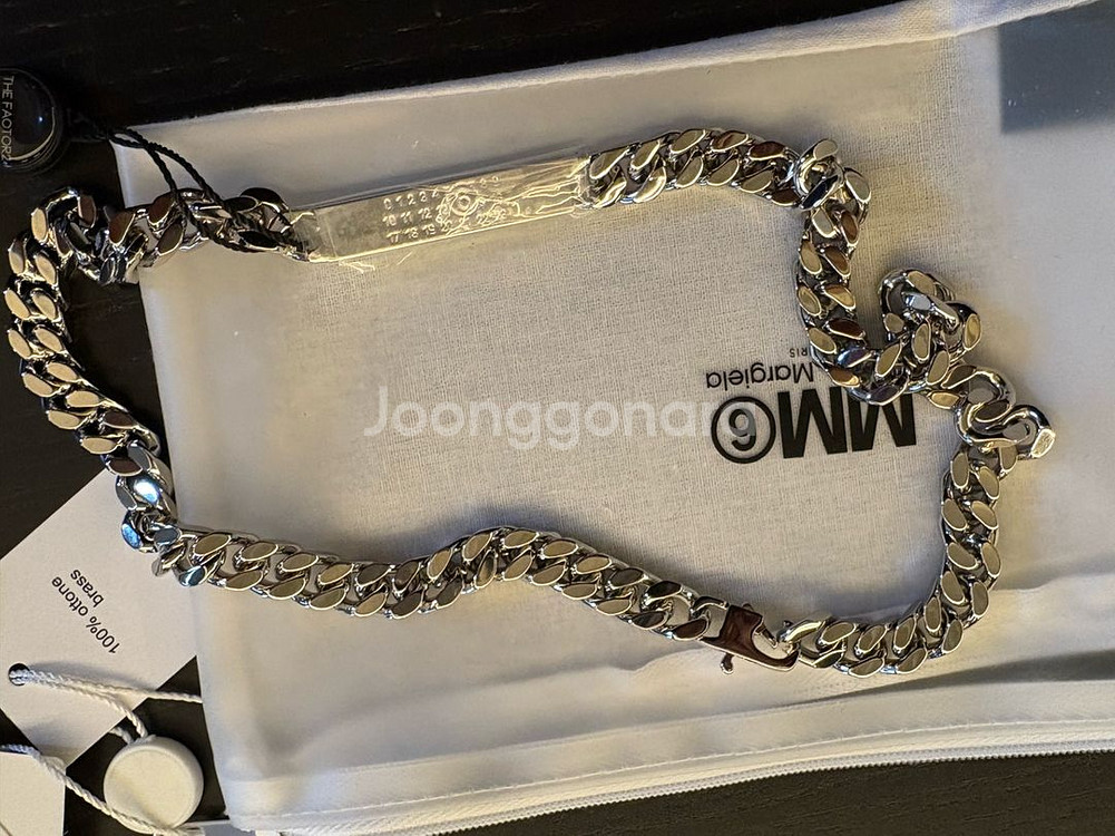 메종 마르지엘라 MM6 넘버링 체인 팔라듐 목걸이--0