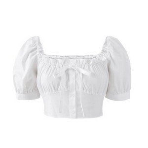 낫유어로즈 스퀘어 크롭 블라우스 화이트