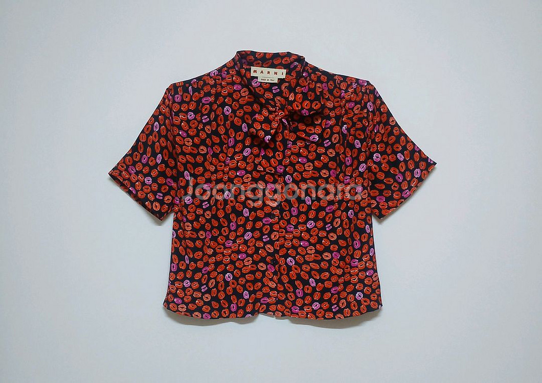 마르니 MARNI 키스 프린트 실크 블라우스--4