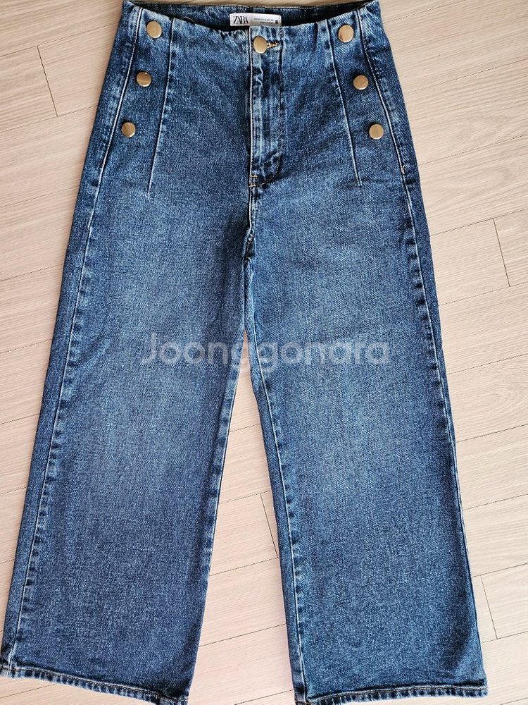 자라 옆단추 와이드데님--3