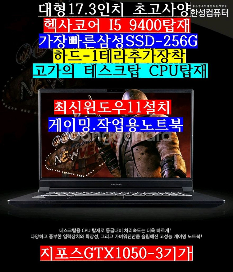 대형17.3/i5 9400/램16/SSD256/1테라--0