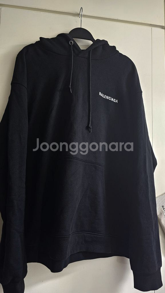 발렌시아가 백로고 후드 블랙 XL 팝니다--0
