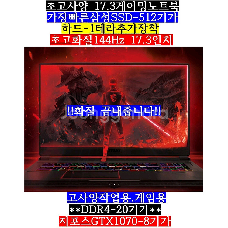 17.3/i7 8750H/램20/SSD512/1070--0