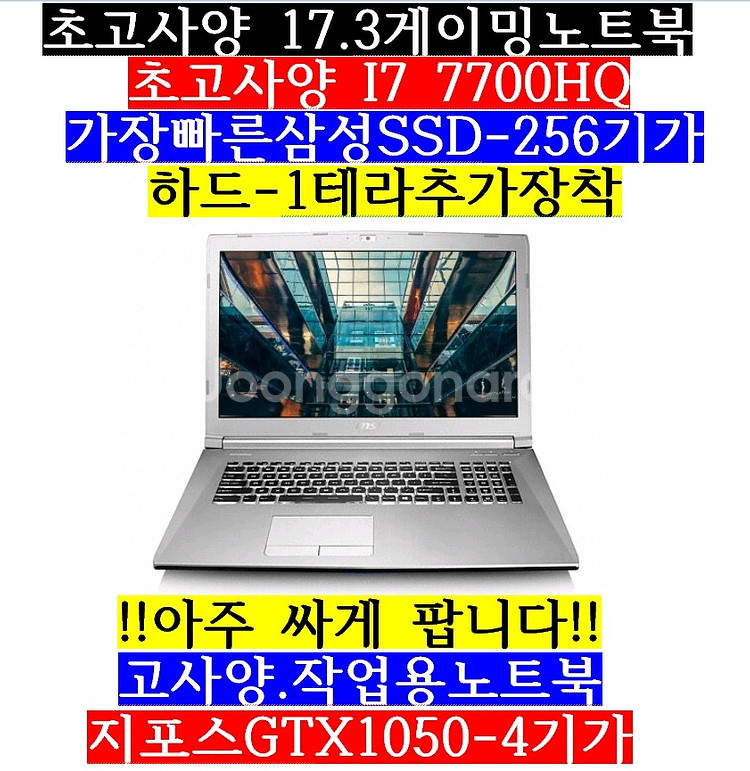 대형17.3/i7 7700HQ/램16/SSD256/1테--0