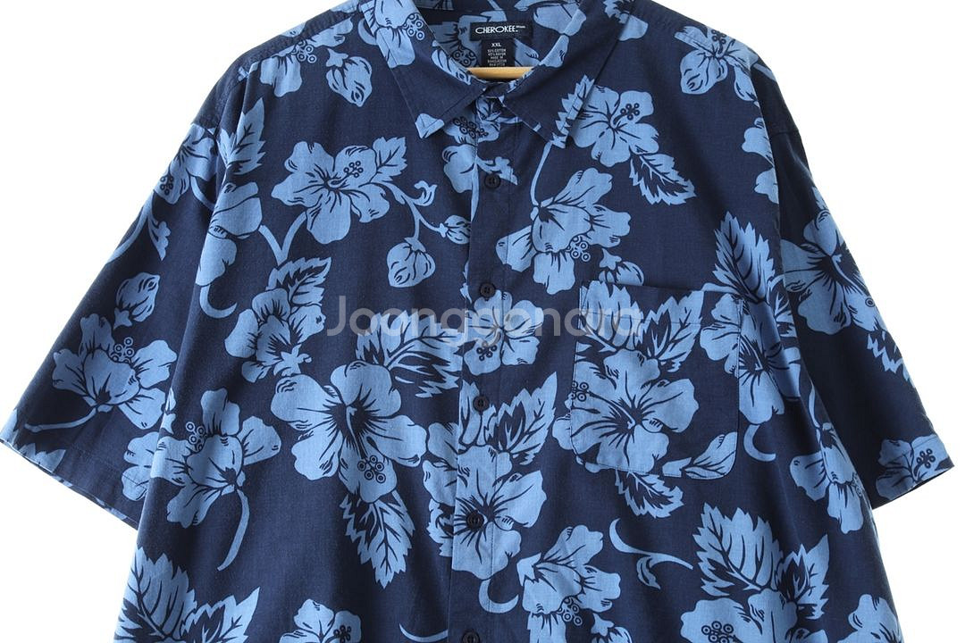 (2XL-4XL) 브랜드빈티지 반팔셔츠 남방 네이비--1