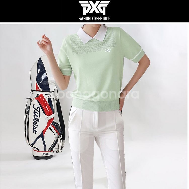 PXG 골프 여성 메쉬 스퀘어 카라 반팔티--1