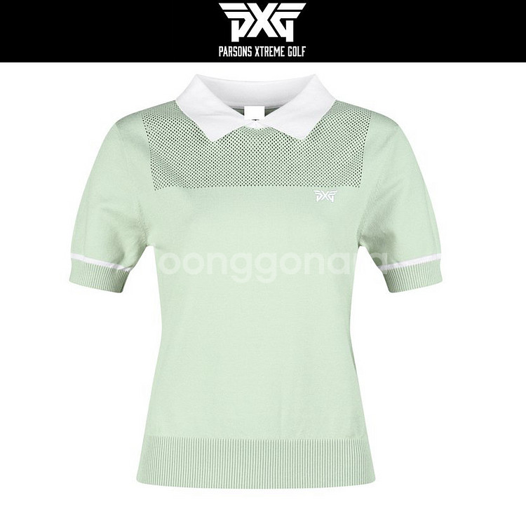PXG 골프 여성 메쉬 스퀘어 카라 반팔티--8