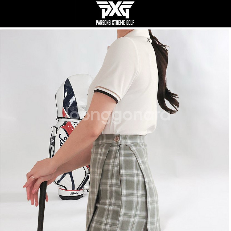 PXG 골프 여성 삼선 카라 코튼 반팔티--1