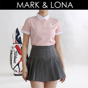 마크앤로나 여성 골프웨어 소매배색 허리라인 포인트 반팔