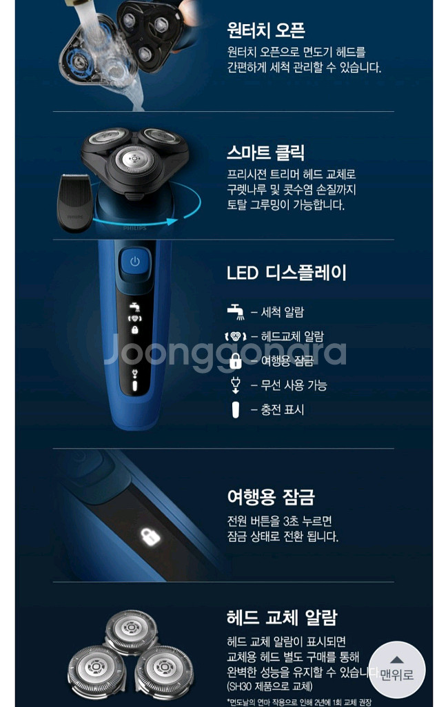 필립스 5000 면도기 S5466(3회사용)--6