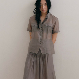 (교환) 로우타이드 실키 핀턱 스커트 그레이 S->M