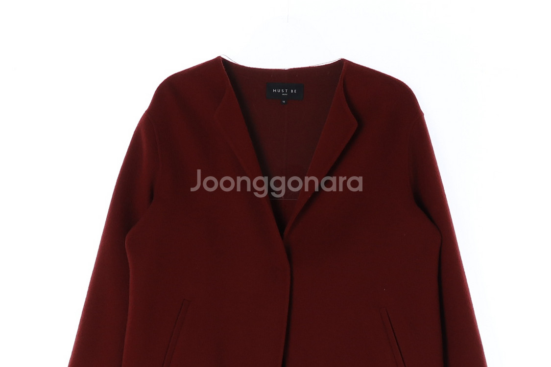[S]머스트비 울90% 레드 노카라 숏 코트 재킷--1