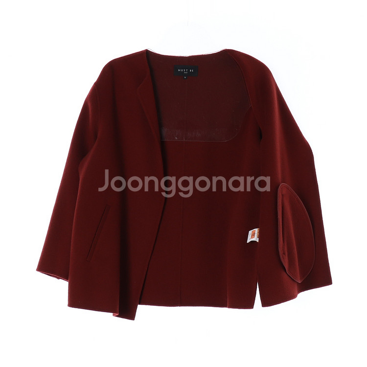 [S]머스트비 울90% 레드 노카라 숏 코트 재킷--3