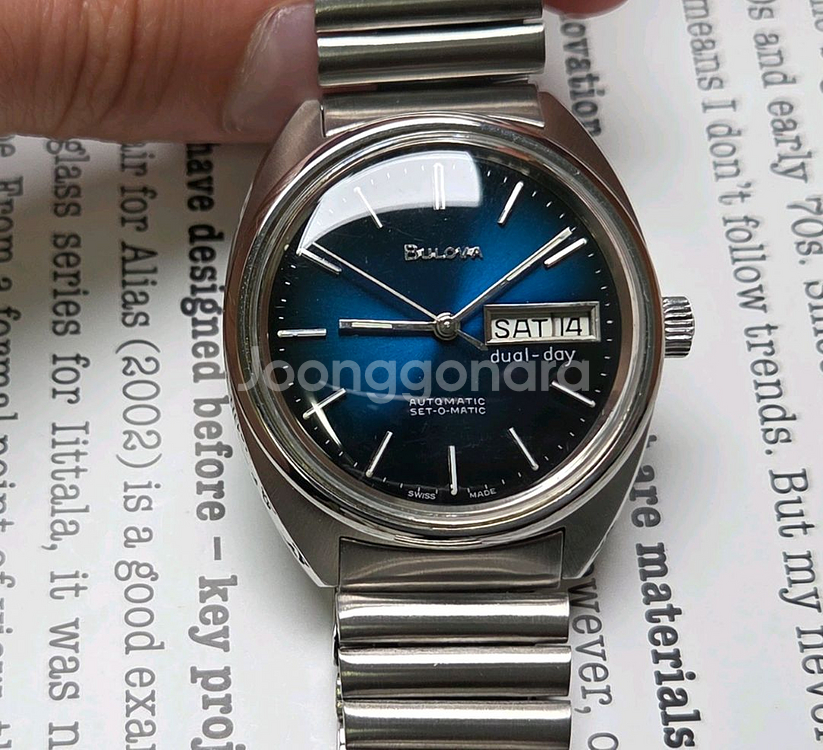 빈티지 부로바 N7터틀 셋오매틱 데이데이트 투톤청판 통--0