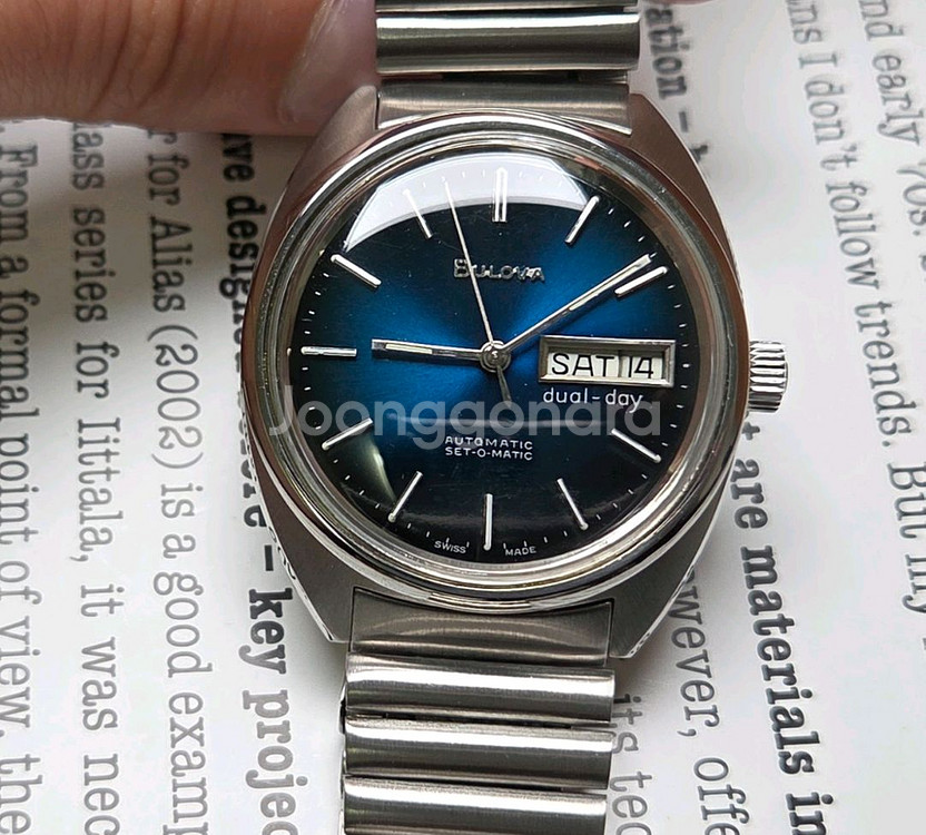 빈티지 부로바 N7터틀 셋오매틱 데이데이트 투톤청판 통--1