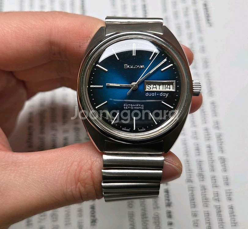 빈티지 부로바 N7터틀 셋오매틱 데이데이트 투톤청판 통--3