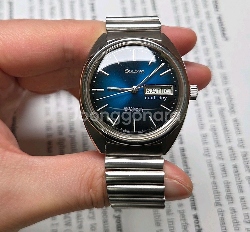 빈티지 부로바 N7터틀 셋오매틱 데이데이트 투톤청판 통--2