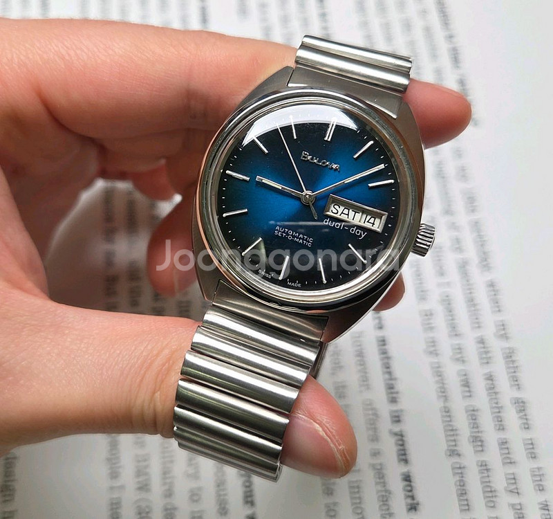 빈티지 부로바 N7터틀 셋오매틱 데이데이트 투톤청판 통--5