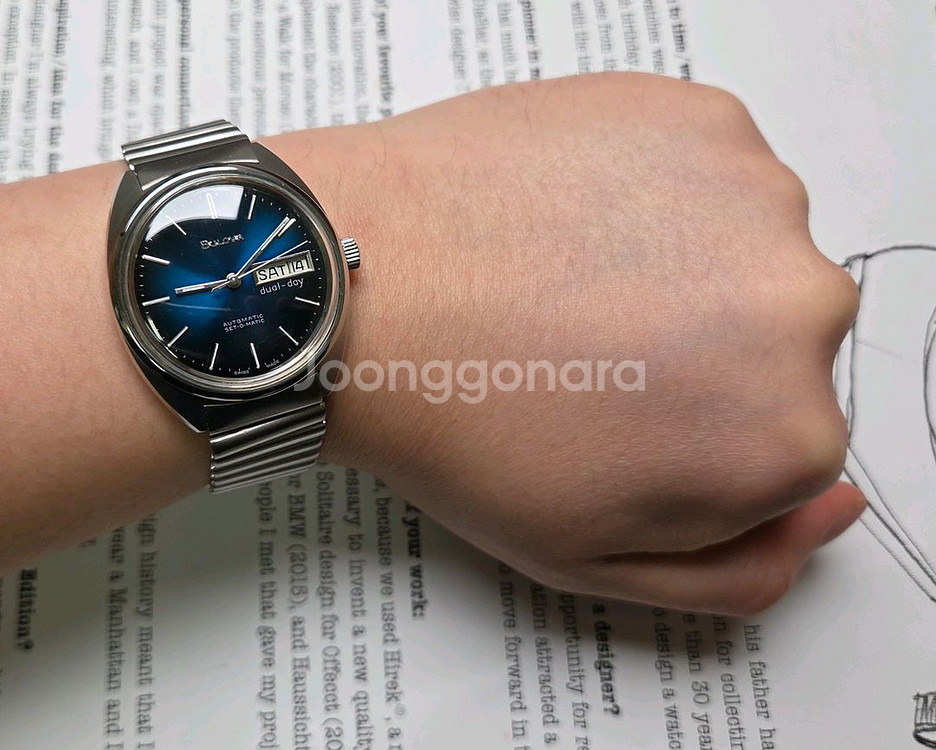 빈티지 부로바 N7터틀 셋오매틱 데이데이트 투톤청판 통--9