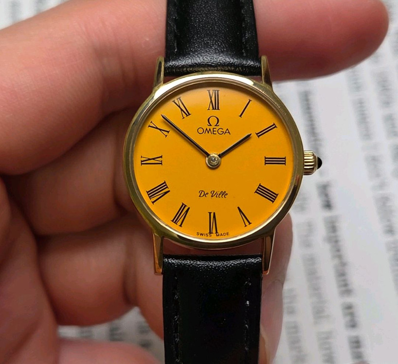 빈티지 오메가 드빌 동전코인 진노랭이 수동 메커니컬 여--3