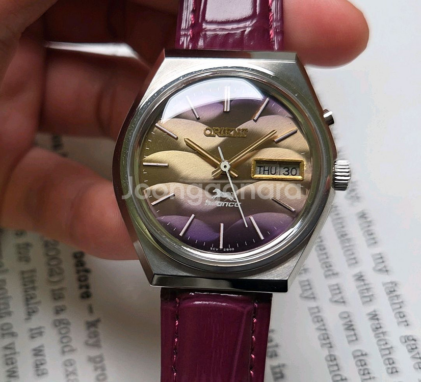 레어] 빈티지 오리엔트 브롱코 퍼플그라데이션 데이데이트--0