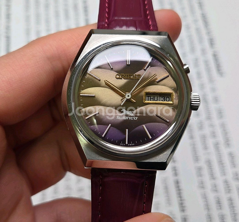 레어] 빈티지 오리엔트 브롱코 퍼플그라데이션 데이데이트--3