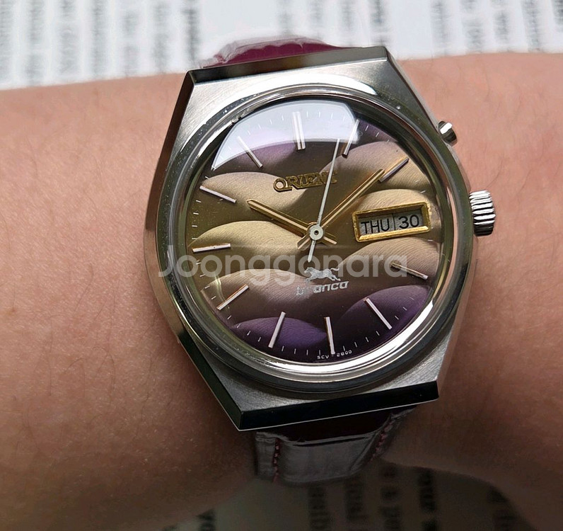 레어] 빈티지 오리엔트 브롱코 퍼플그라데이션 데이데이트--9