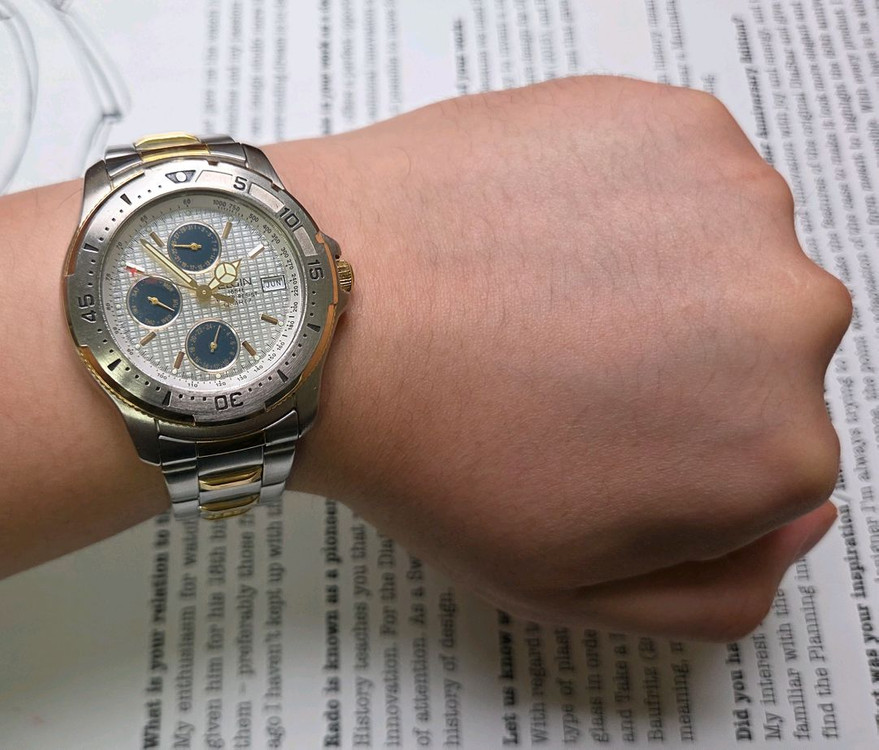 빈티지 엘진 트리플캘린더 팬더 와플다이얼 벤츠핸즈 브레--6