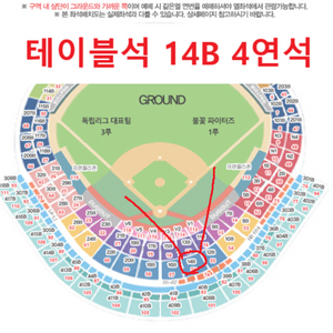 불꽃야구 vs 독립리그 대표팀 테이블 4연석 정가양도.