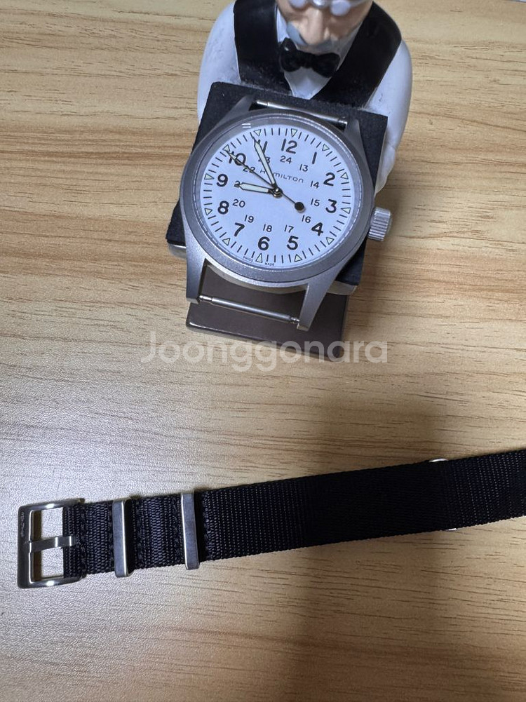 신품급) 해밀턴 카키필드 메카니컬 38mm 형광 흰판--4