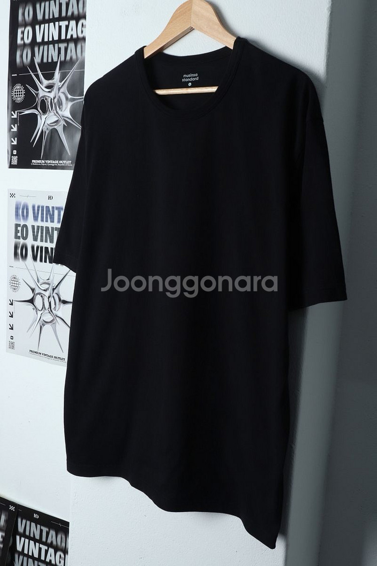 (XL) 무신사 스탠다드 반팔 티셔츠 블랙 무지 헤비--0