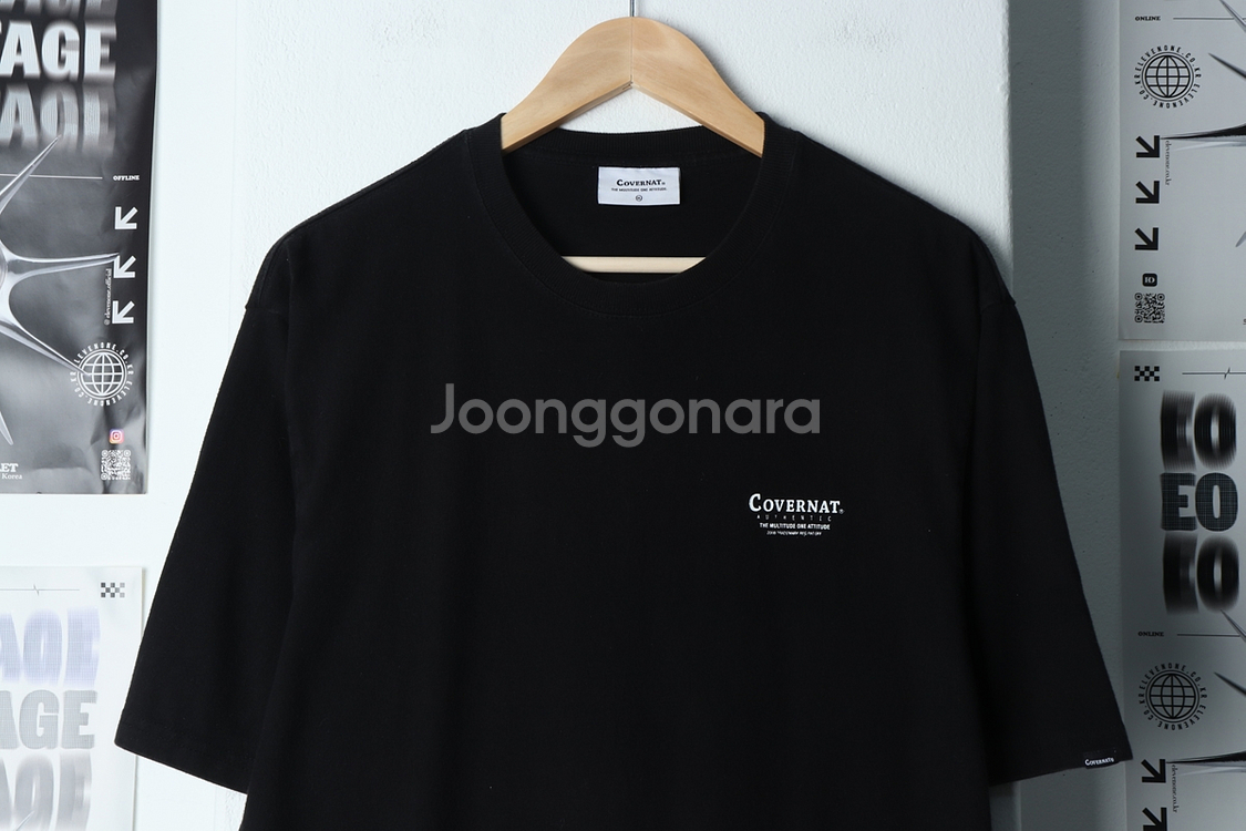 (XL) 커버낫 반팔 티셔츠 블랙 로고 올드스쿨--2
