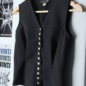 W(XS-S) 브랜드빈티지 반팔 티셔츠 민소매 도트