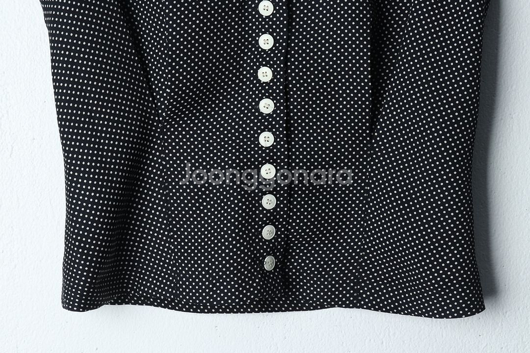 W(XS-S) 브랜드빈티지 반팔 티셔츠 민소매 도트--3