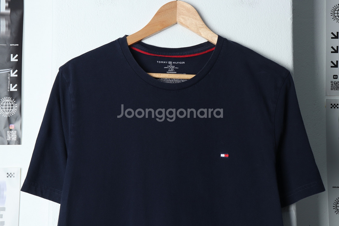 (L-XL) 타미힐피거 반팔 티셔츠 네이비 올드스쿨--2