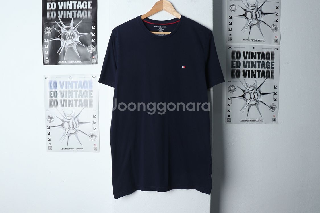 (L-XL) 타미힐피거 반팔 티셔츠 네이비 올드스쿨--1