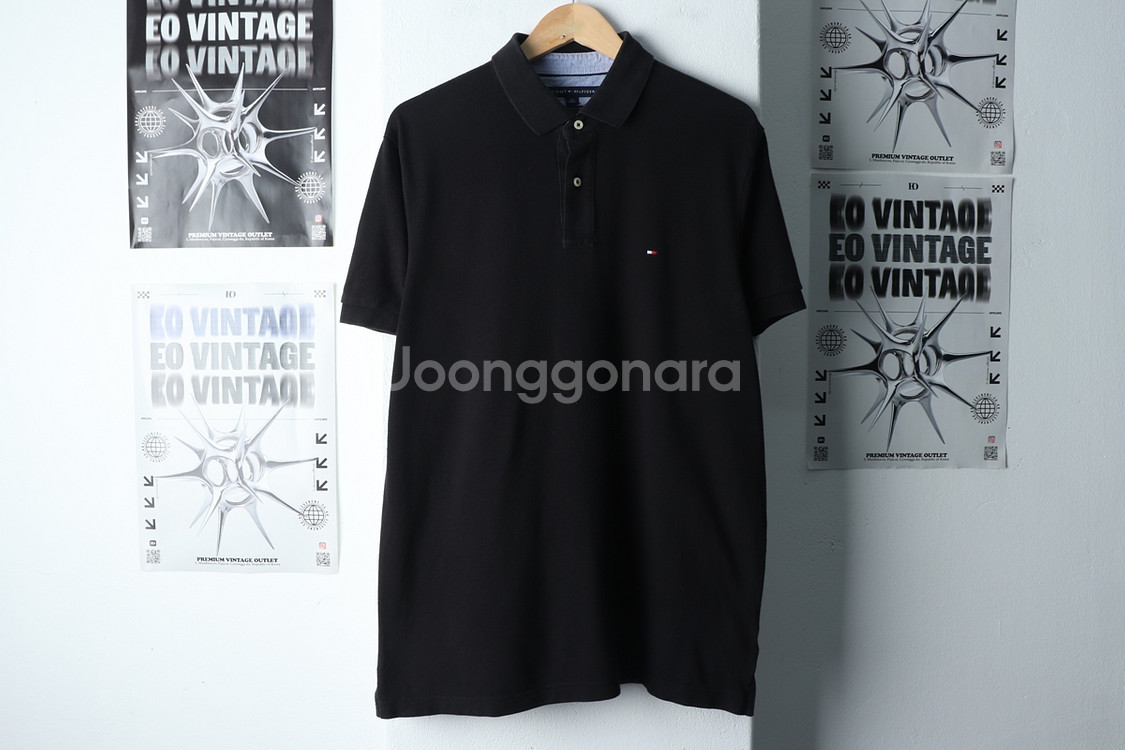 (L-XL) 타미힐피거 반팔 카라 티셔츠 블랙--1