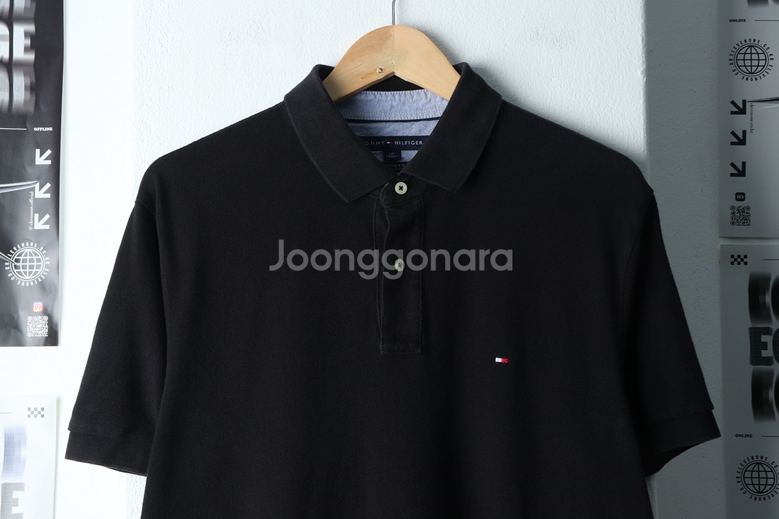 (L-XL) 타미힐피거 반팔 카라 티셔츠 블랙--2