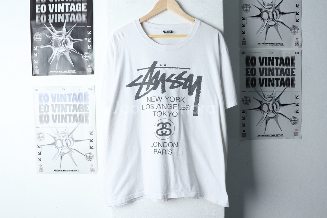 (L-XL) 스투시 반팔 티셔츠 사용감 월드투어--1