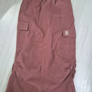 버건디 카고스커트