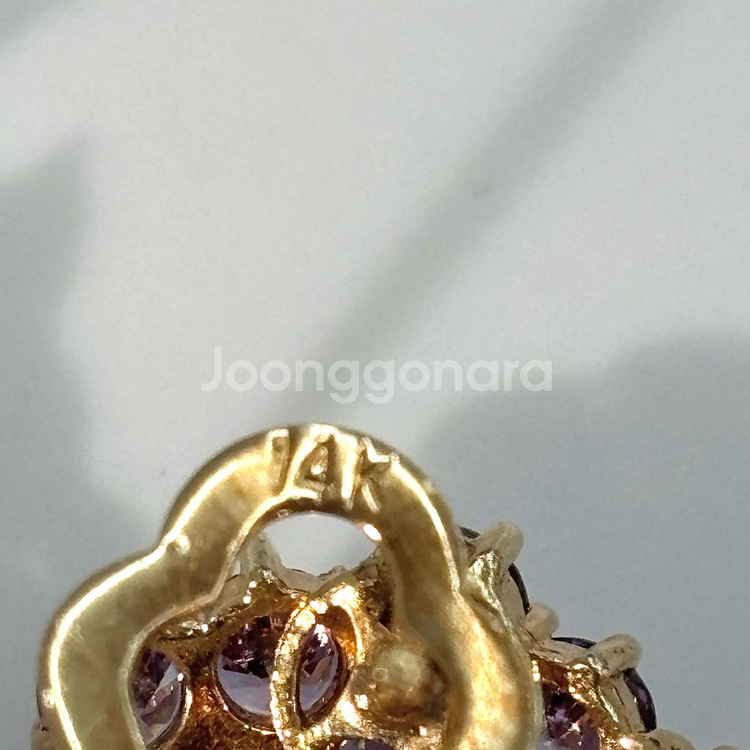 14k 보라색 큐빅 귀걸이--3