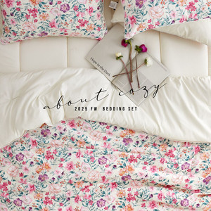 어바웃코지- 플라워 워싱 마이크로 토퍼세트Q사이즈