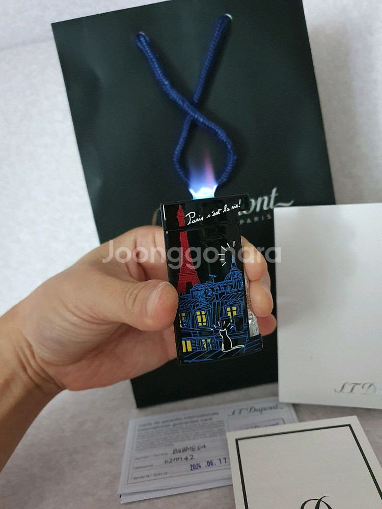 풀세트 듀퐁라이터 슬림7 027742 파리 루프탑 블랙--2