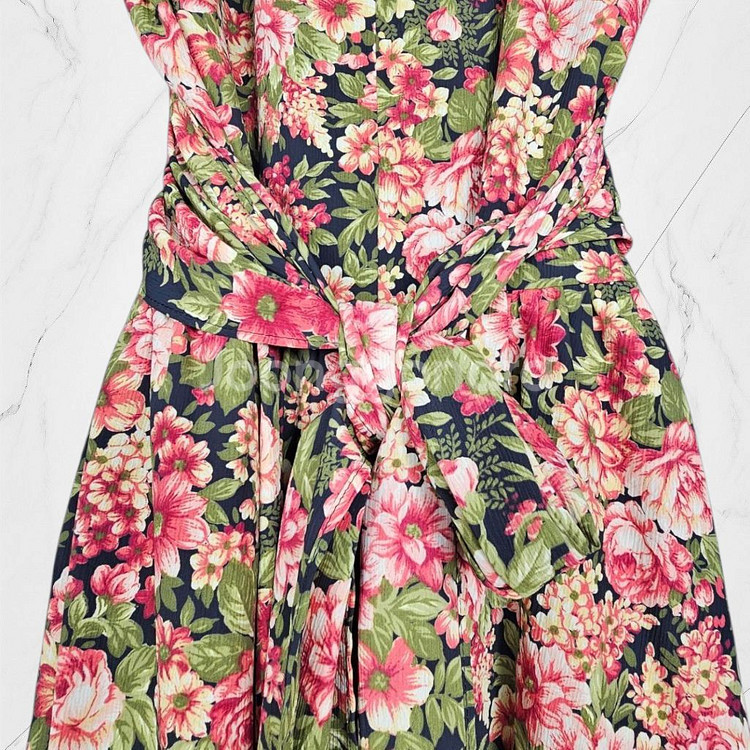 일본빈티지 플로럴 핑크 분홍 퍼프소매 빈티지 롱 원피스--5