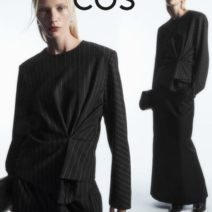 cos 코스 핀 스트라이프 드레이프 탑 S