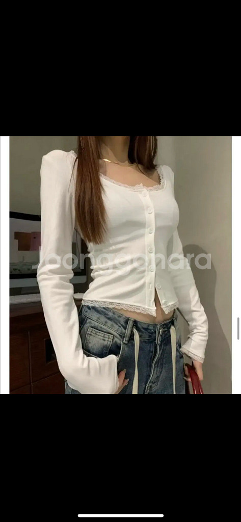 프릴 레이스 가디건 긴팔티--2