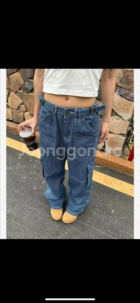 (새상품)스트라이프 데님 팬츠--4
